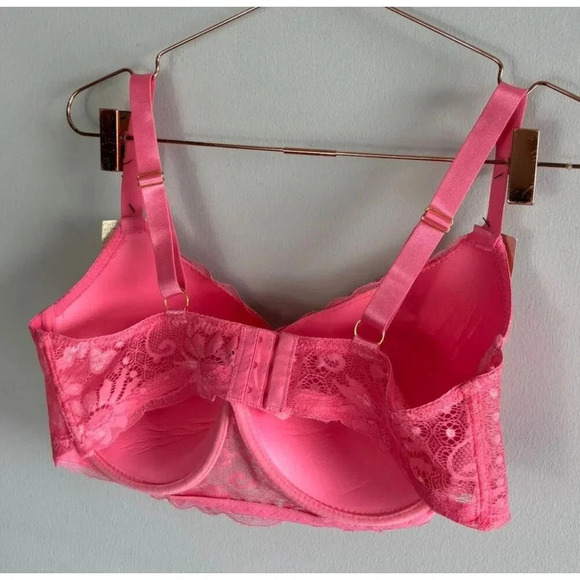 Spree Intimates Womens Underwired Lace Push Up Bra Coral Sz 42D - Picture 2 of 7